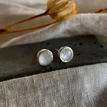 Load image into Gallery viewer, Realm Studs | Rainbow Moonstone & Silver