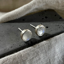 Load image into Gallery viewer, Realm Studs | Rainbow Moonstone & Silver