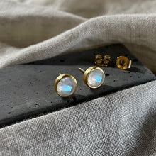 Load image into Gallery viewer, Realm Studs | Rainbow Moonstone & Gold