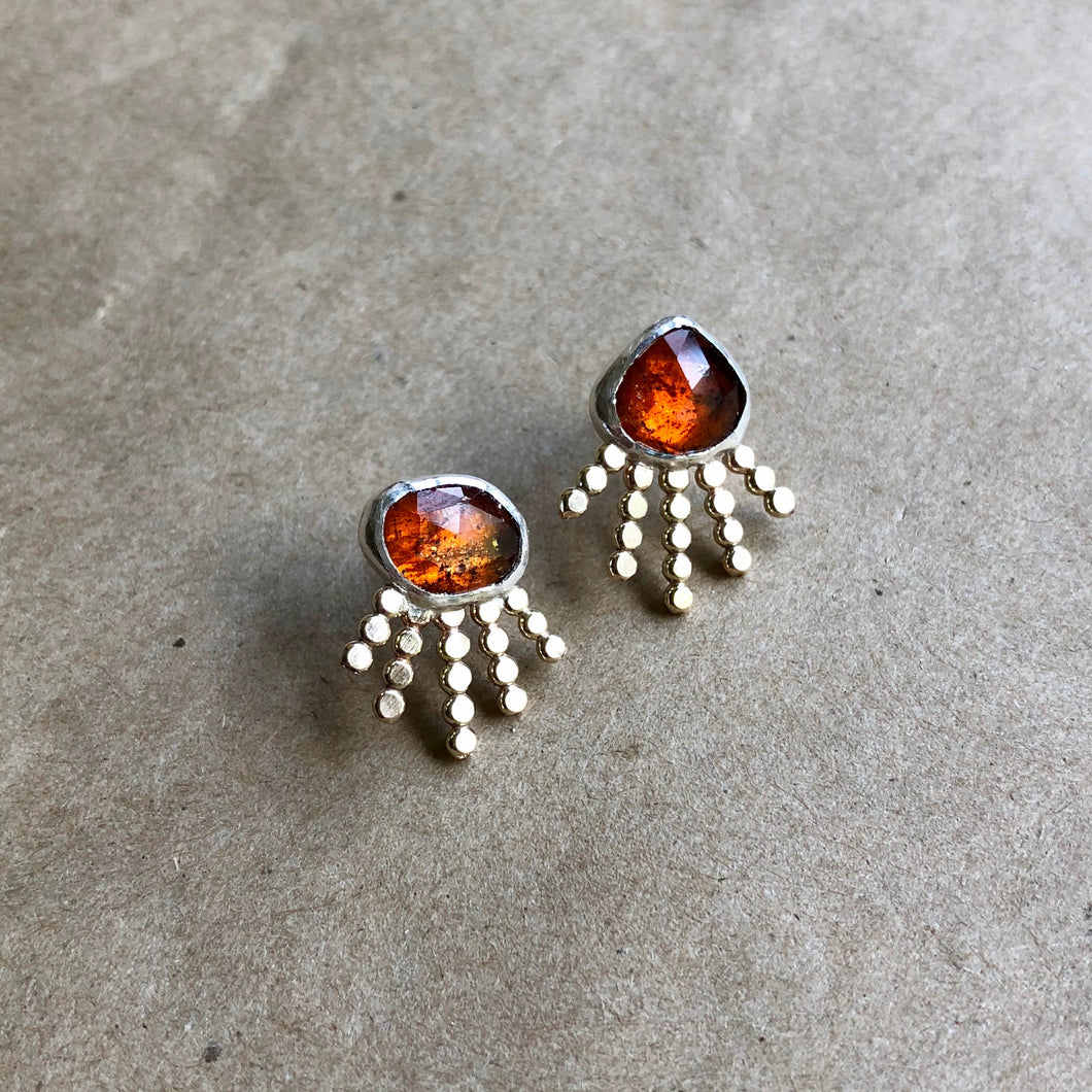 Radiate Studs | Silver & Orange Kyanite