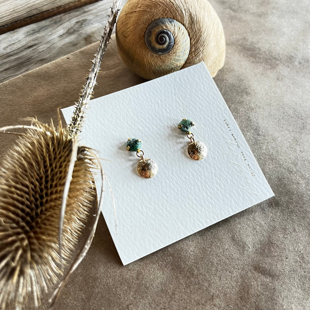 Raw Emerald Grow Earrings