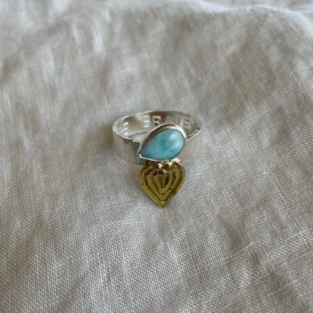 Larimar Meta Ring | Mixed Metal | size 11