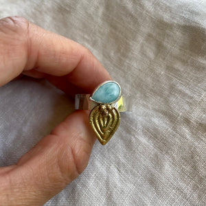 Larimar Meta Ring | Mixed Metal | size 11