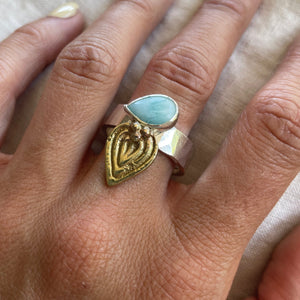 Larimar Meta Ring | Mixed Metal | size 11