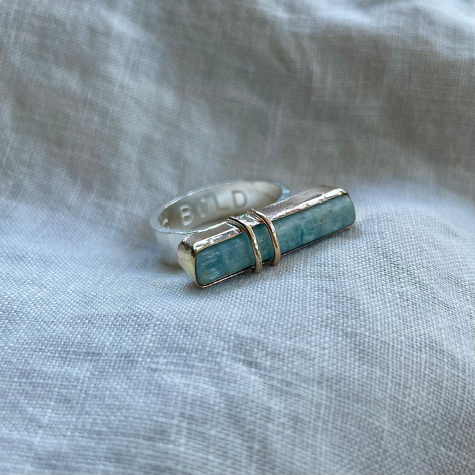 Raw Kyanite Statement Ring | Mixed Metal | size 11