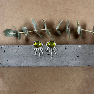 Radiate Studs | Silver & Olive Vesuvienite