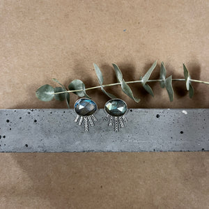 Radiate Studs | Silver & Olive Vesuvienite