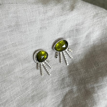 Load image into Gallery viewer, Radiate Studs | Silver &amp; Olive Vesuvienite