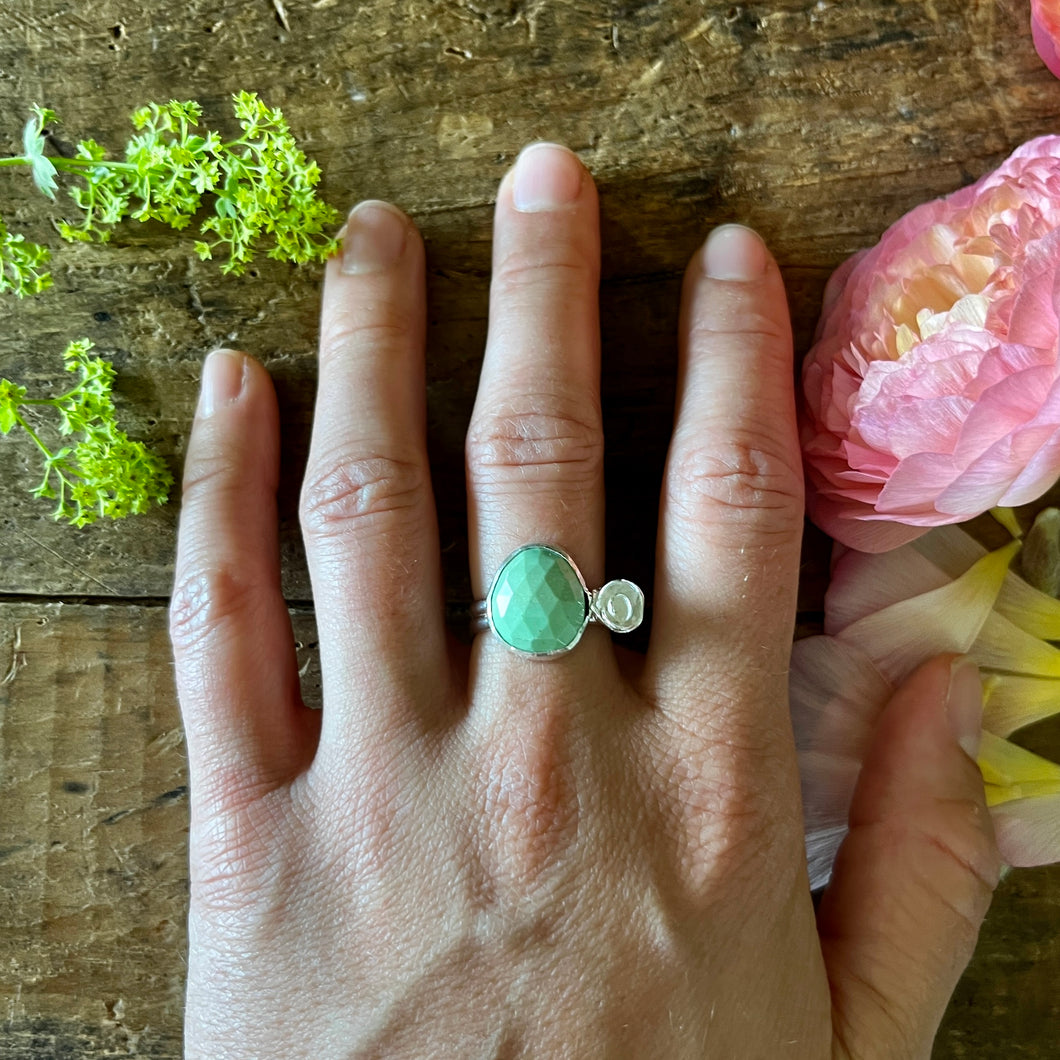 Succulent & Variscite  Ring | Size 6.5