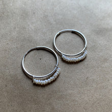 Load image into Gallery viewer, Lustre Hoops | Cream Pearls &amp; Silver