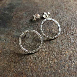 New Moon Studs | Textured Silver
