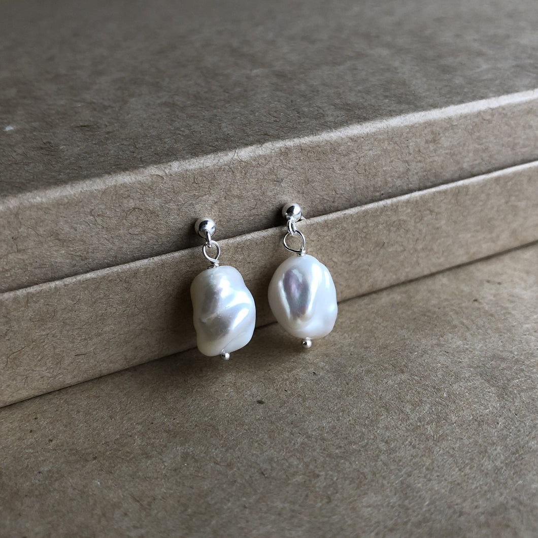 Baroque Pearl Earrings | Silver