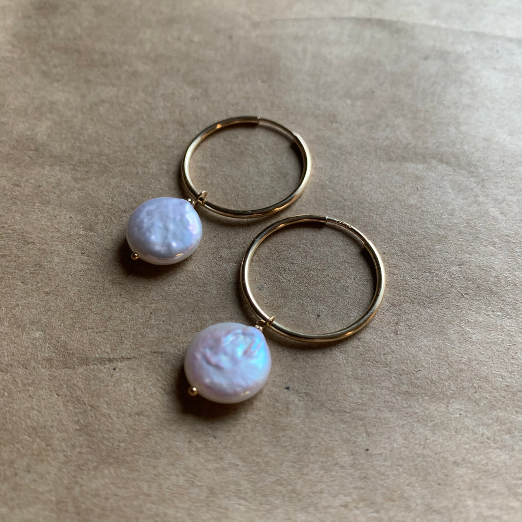 Brenda Hoops | Cream Pearls & Gold