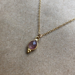 Rise Necklace | Cranberry Quartz & Gold