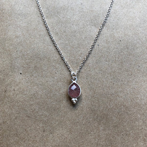 Rise Necklace | Cranberry Quartz & Silver