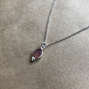 Rise Necklace | Cranberry Quartz & Silver