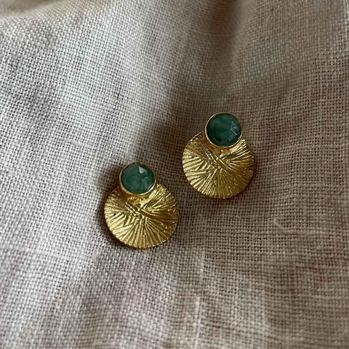 Dìon Earrings | Emerald & Gold