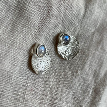 Load image into Gallery viewer, Dìon Earrings | Rainbow Moonstone &amp; Silver