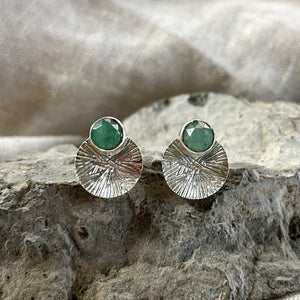 Dìon Earrings | Emerald & Silver