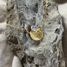 Load image into Gallery viewer, Dìon Necklace | Rainbow Moonstone &amp; Gold