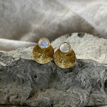 Load image into Gallery viewer, Dìon Earrings | Rainbow Moonstone &amp; Gold