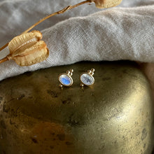 Load image into Gallery viewer, Rise Studs | Rainbow Moonstone &amp; Gold