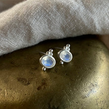 Load image into Gallery viewer, Rise Studs | Rainbow Moonstone &amp; Silver