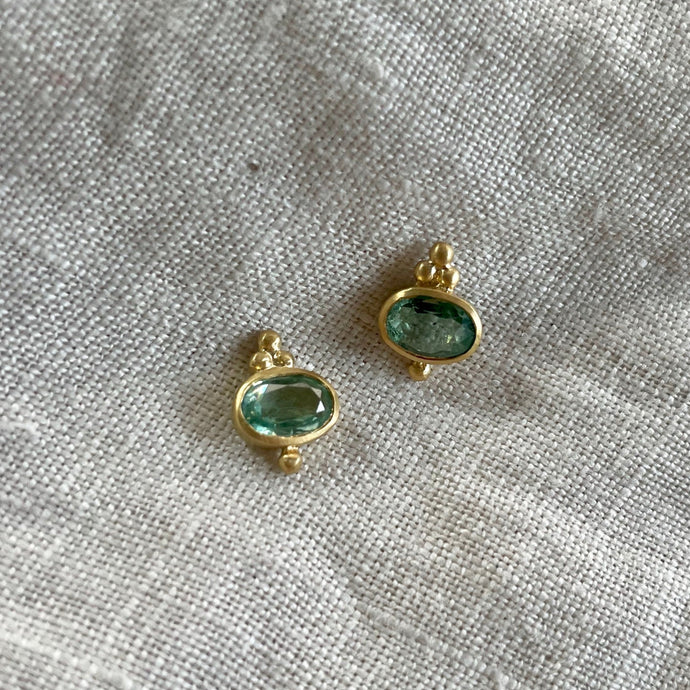 Rise Studs | Green Kyanite & Gold