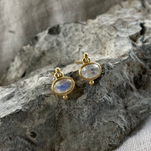 Load image into Gallery viewer, Rise Studs | Rainbow Moonstone &amp; Gold
