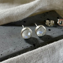 Load image into Gallery viewer, Realm Studs | Rainbow Moonstone &amp; Silver