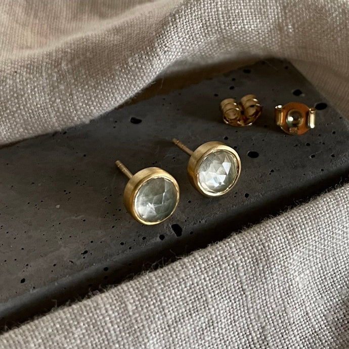 Realm Studs | Green Amethyst & Gold