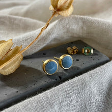 Load image into Gallery viewer, Realm Studs | Blue Calcite &amp; Gold
