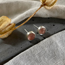 Load image into Gallery viewer, Realm Studs | Cranberry Quartz &amp; Silver