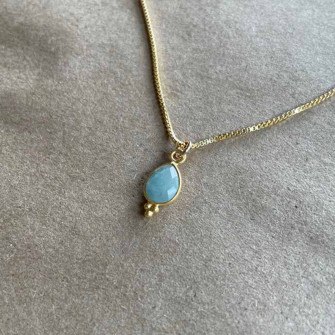 Rise Necklace | Aquamarine & Gold