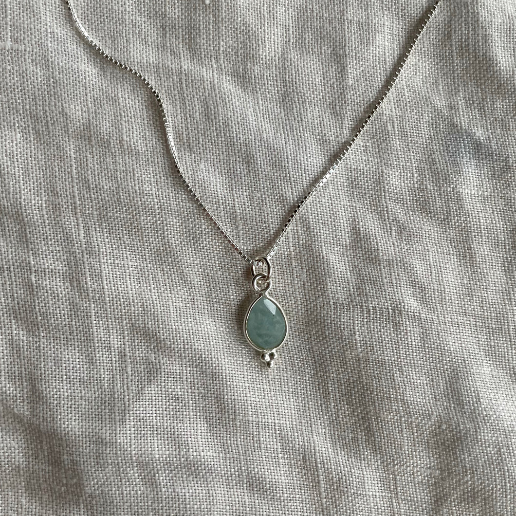 Rise Necklace | Aquamarine & Silver