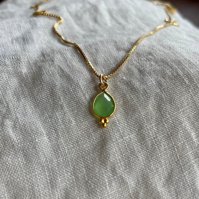 Rise Necklace |  Aqua Chalcedony & Gold