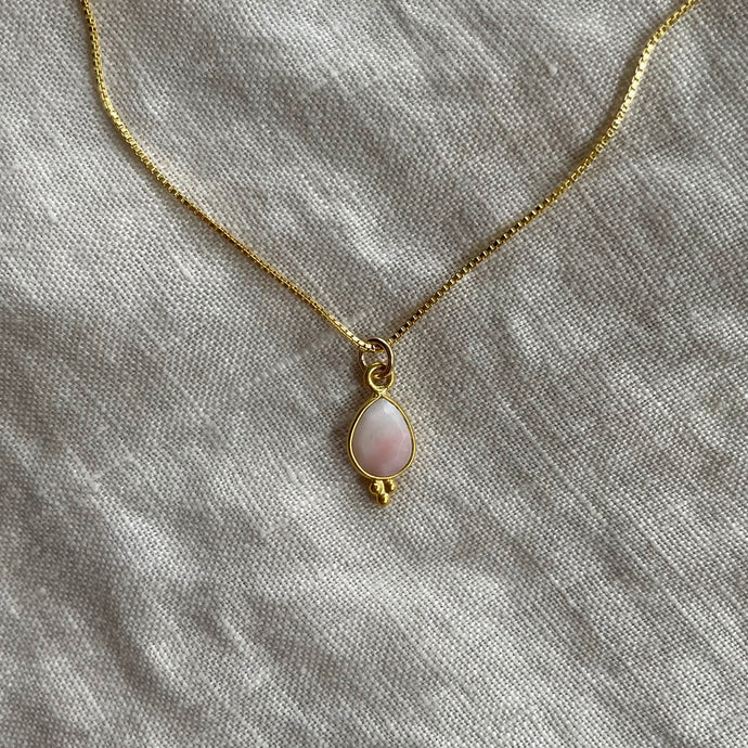 Rise Necklace | Pink Opal & Gold