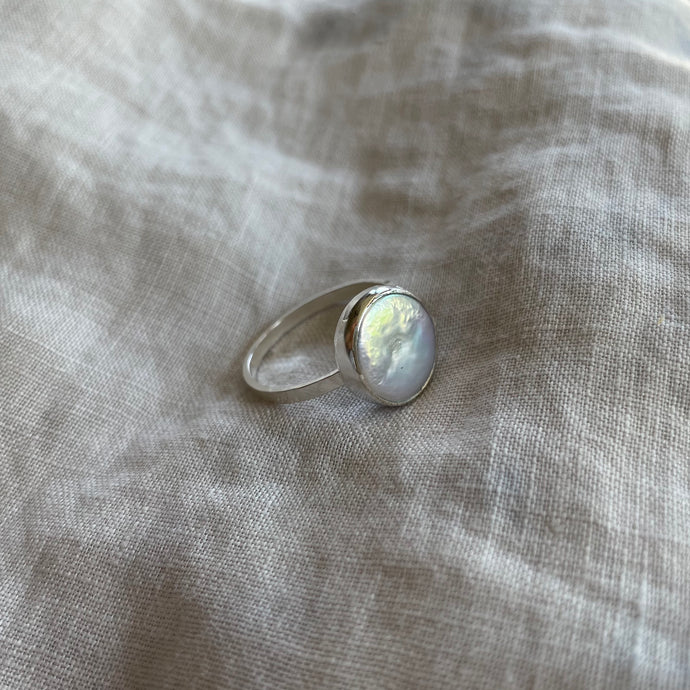 Goddess Ring | Pearl & Silver | Size 12.25