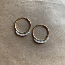 Load image into Gallery viewer, Lustre Hoops | Cream Pearls &amp; Gold