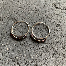 Load image into Gallery viewer, Lustre Hoops | Black Pearl &amp; Silver