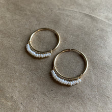 Load image into Gallery viewer, Lustre Hoops | Cream Pearls &amp; Gold