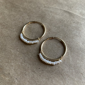 Lustre Hoops | Cream Pearls & Gold