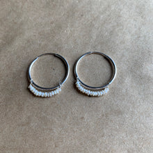 Load image into Gallery viewer, Lustre Hoops | Cream Pearls &amp; Silver